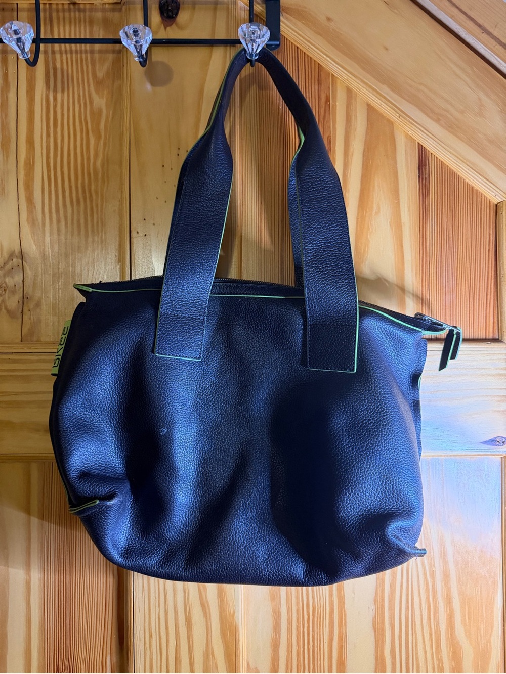 BREE Black Tote Bag with Green Trim - Women's Everyday Carry